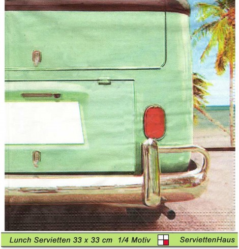 VW Bus am Strand - 1 Lunch Serviette halbes Motiv