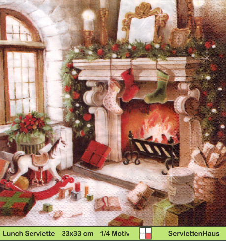 Weihnachtszimmer mit Kamin - 1 Lunch Serviette
