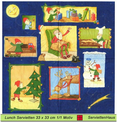 Vielseidig - Weihnachtswichtel - 1 Lunch Serviette - ganzes Motiv