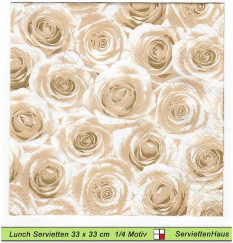 Weiße Rosen eng beiander - 1 Lunch Serviette