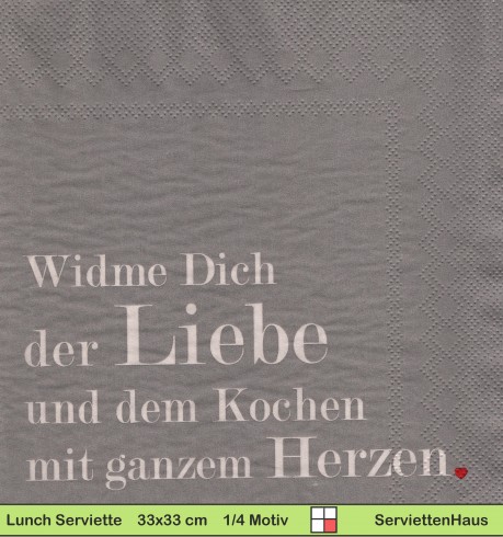 Widme dich der Liebe und dem Kochen mit ganzem Herzen - 1 Lunch Serviette