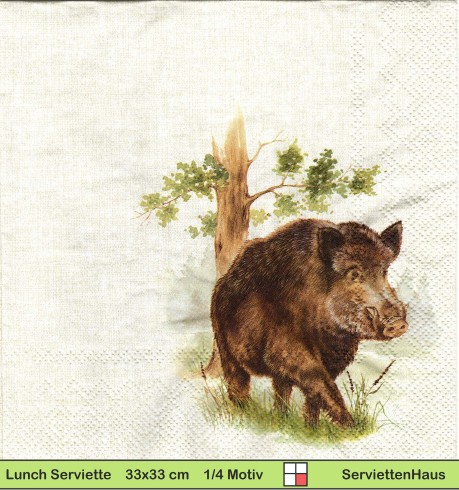 Wildschwein im Wald - 1 Lunch Serviette