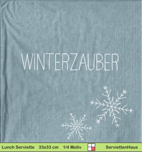 Winterzauber mit großen Kristallstern - 1 Lunch Serviette