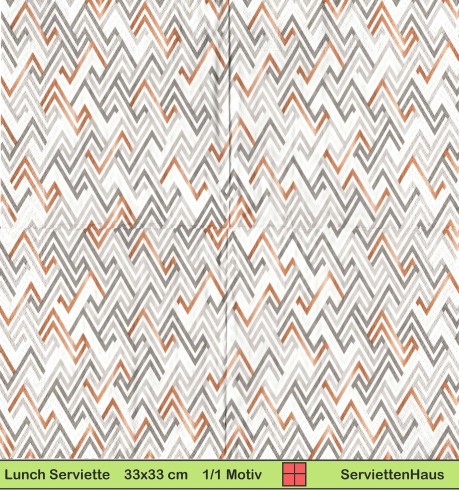 Muster mit Zacken in grau und beige - 1 Lunch Serviette