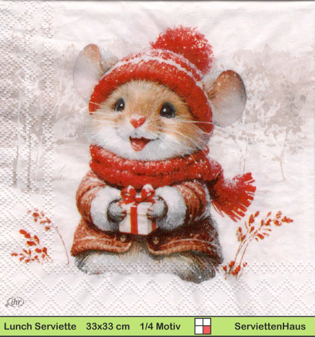 Zwei Hamster im Schnee - 1 Lunch Serviette
