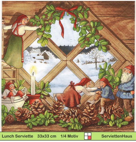 Zwerge am Fenster - 1 Lunch Serviette