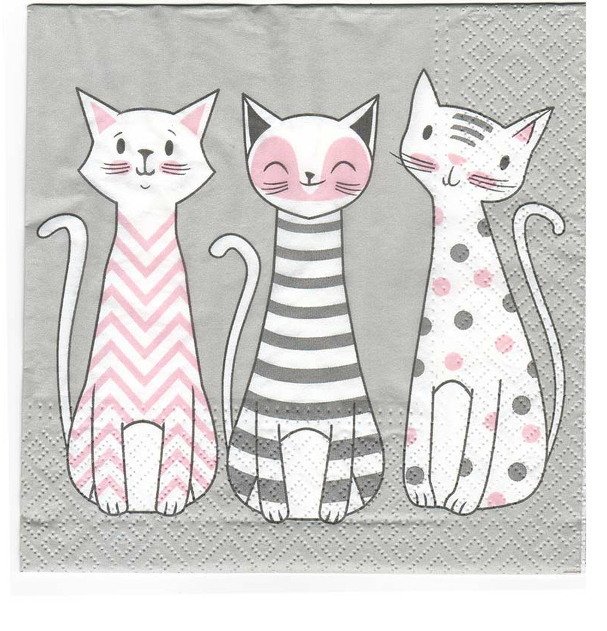3 Servietten mit Katze