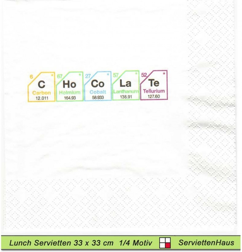 150 Jahre Periodensystem der Elemente CHoCoLaTe - 1 Lunch Serviette