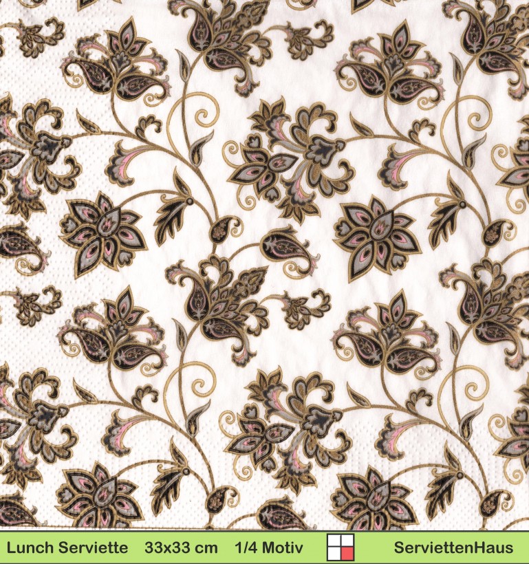Florale Ornamente - 1 Lunch Serviette - ganzes Motiv