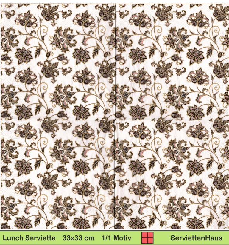 Florale Ornamente - 1 Lunch Serviette - ganzes Motiv