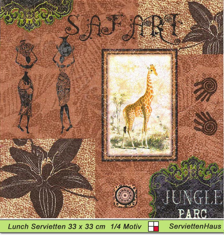 Afrika - Afrikanerinnen und Giraffe - 1 Lunch Serviette