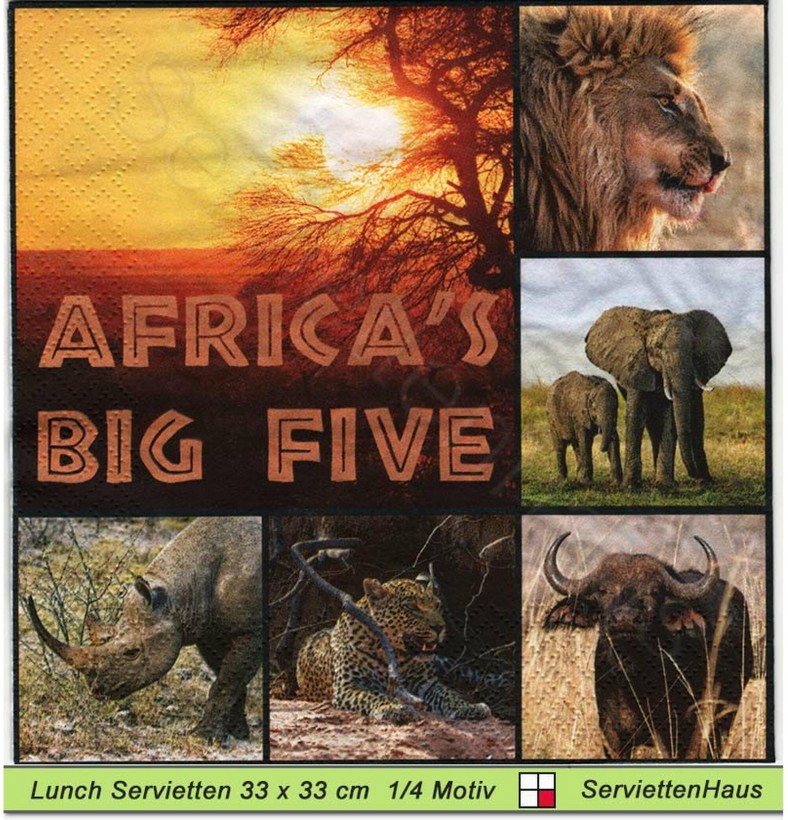 Afrikas Big Five - 1 Lunch Serviette