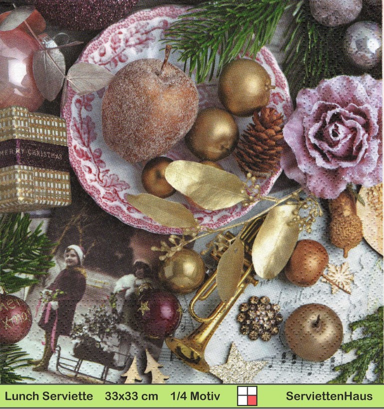 Weihnachten alte Bilder Geschirr und Deko - 1 Lunch Serviette