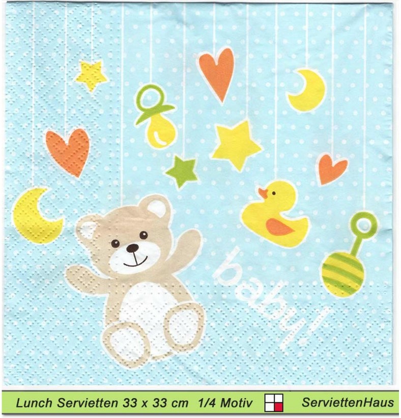 Baby - Kleiner Bär auf blau - 1 Lunch Serviette