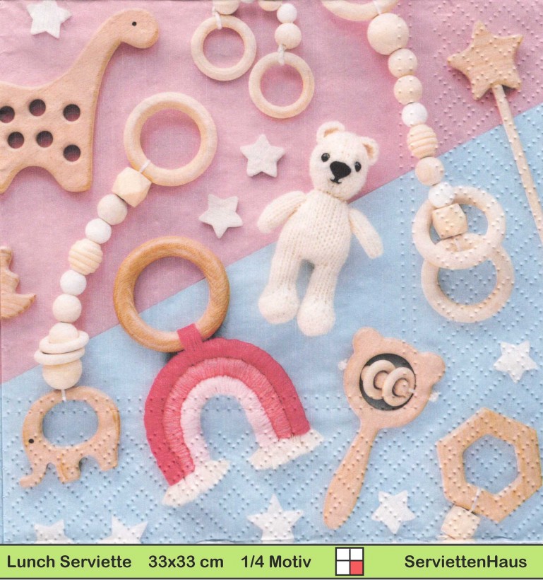 Babyspielzeug in rosa und blau - 1 Lunch Serviette