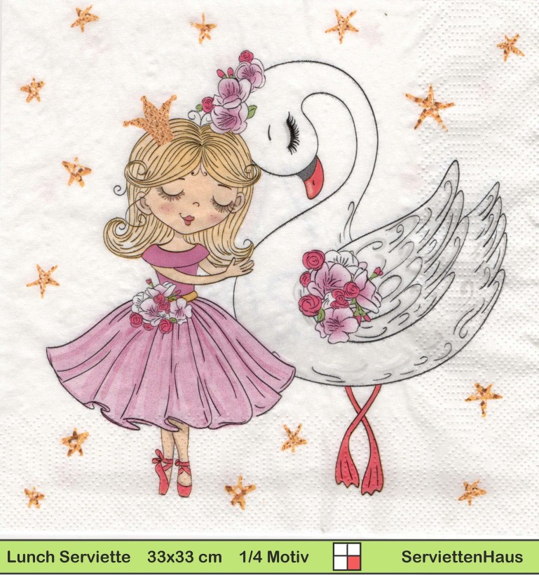 Ballett Prinzessin mit Schwan - 1 Lunch Serviette