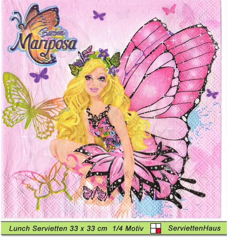 Barbie Mariposa - 1 Lunch Serviette
