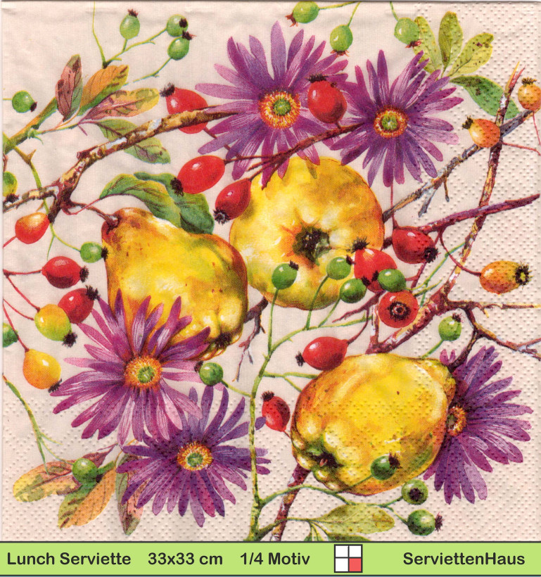 Birnen Astern und Beeren - 1 Lunch Serviette