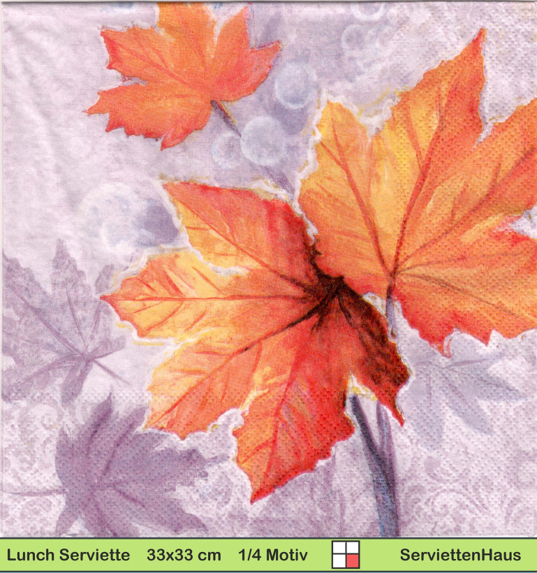 Herbstliche Kastanienblätter auf lila - 1 Lunch Serviette
