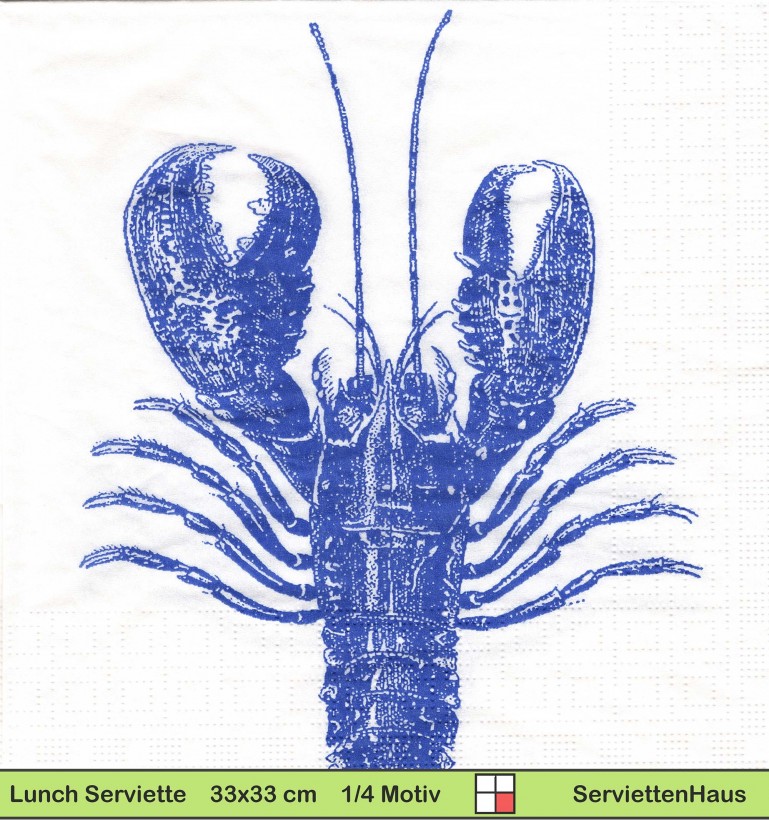 Gezeichneter blauer Hummer - 1 Lunch Serviette
