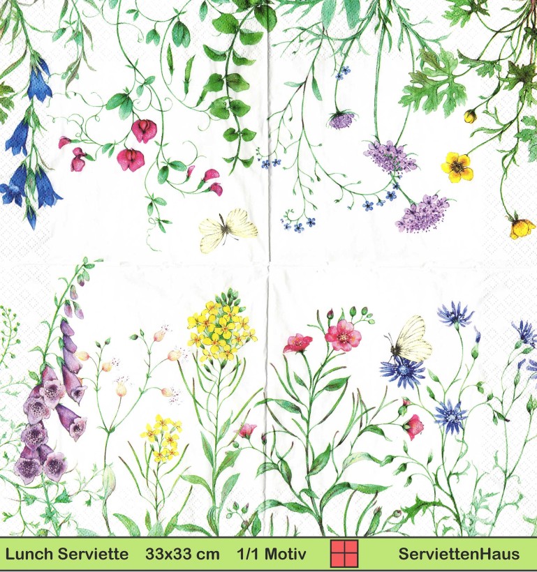 Sophia Drescher - Sommerwiese mit Schmetterling - 1 Lunch Serviette