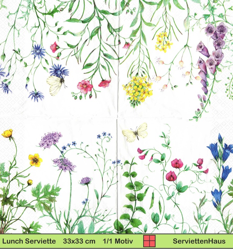 Sophia Drescher - Sommerwiese mit Schmetterling - 1 Lunch Serviette