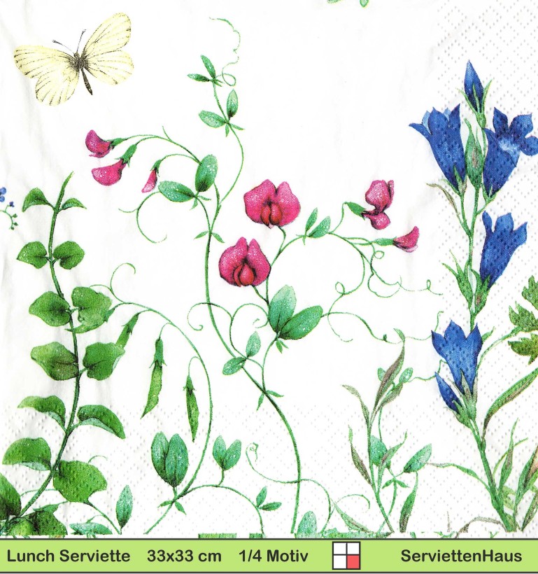 Sophia Drescher - Sommerwiese mit Schmetterling - 1 Lunch Serviette