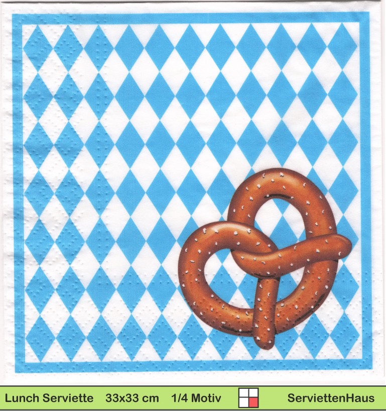 Deutschland - Bayern - Salzbretzel auf Bayernraute - 1 Lunch Serviette