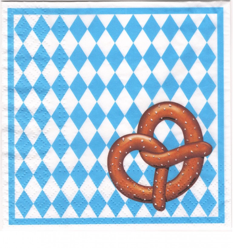 Deutschland - Bayern - Salzbretzel auf Bayernraute - 1 Lunch Serviette