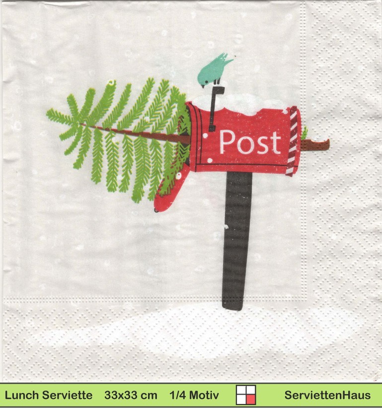 Weihnachtspost im Briefkasten - 1 Lunch Serviette