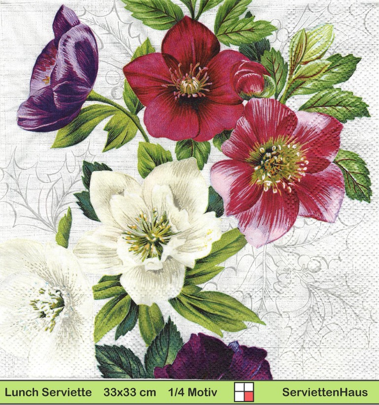 Bunte Anemonen - 1 Lunch Serviette