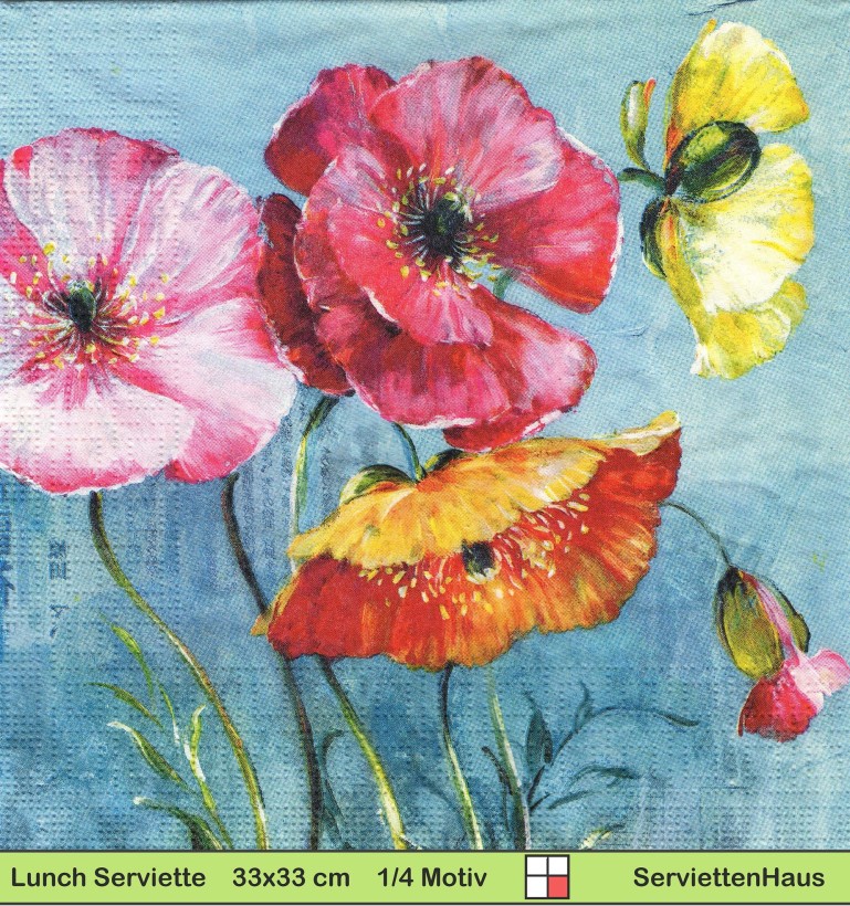 Bunte Mohnblumen - 1 Lunch Serviette