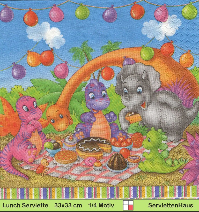 Dinosaurier feiern Geburtstag - 1 Lunch Serviette