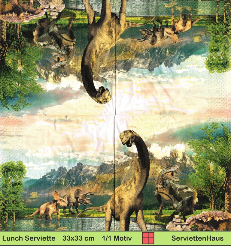 Dinosaurier am See - 1 Lunch Serviette - halbes Motiv