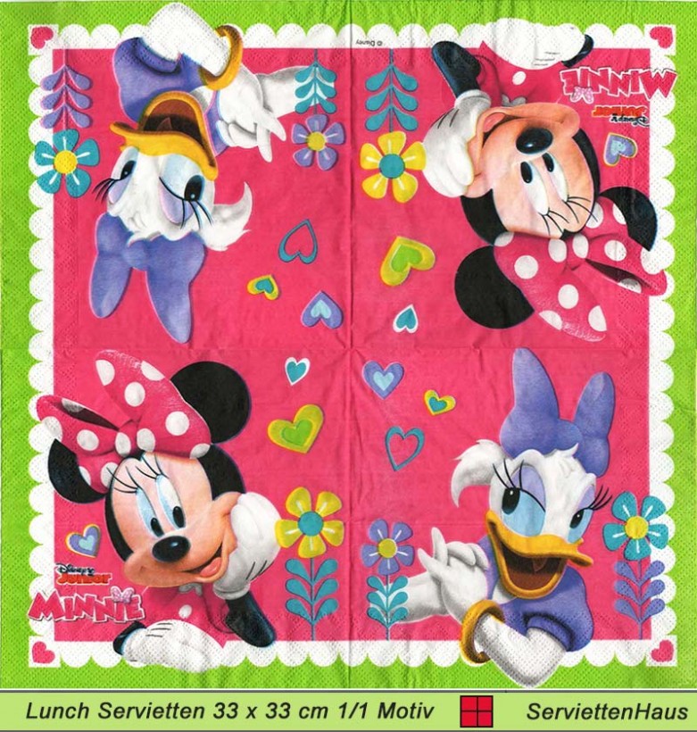 Disney Daisy und Minnie Mouse  - 1 Lunch Serviette - halbes Motiv