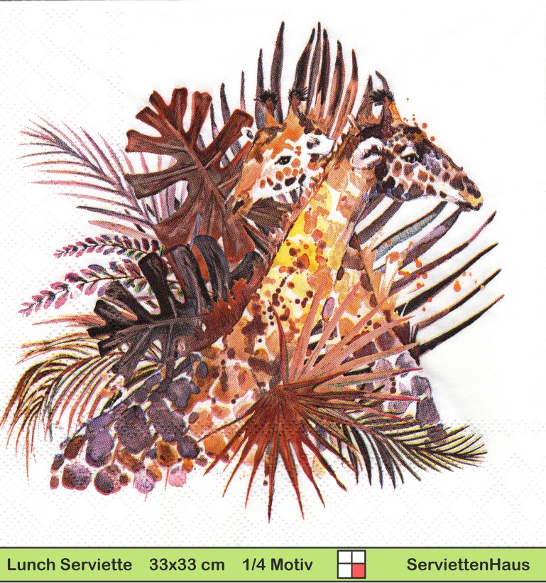 Afrika Zwei Giraffen im Dschungel - 1 Lunch Serviette