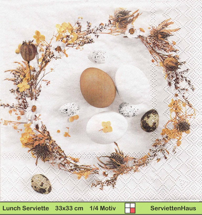 Trockenblumenkranz mit frischen Eier - 1 Lunch Serviette