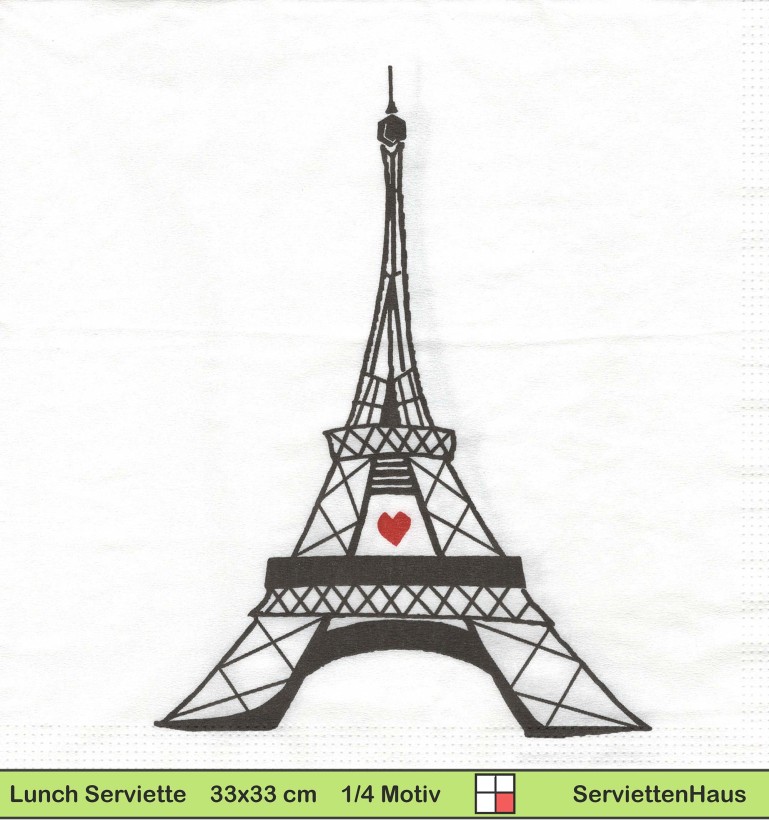 Frankreich - Eiffelturm mit kleinem Herzen - 1 Lunch Serviette