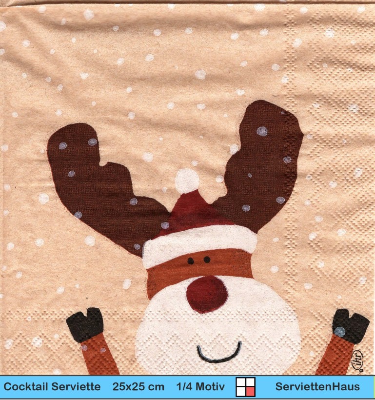 Rudolph Rentier winkt dir zu - 1 Cocktail Serviette