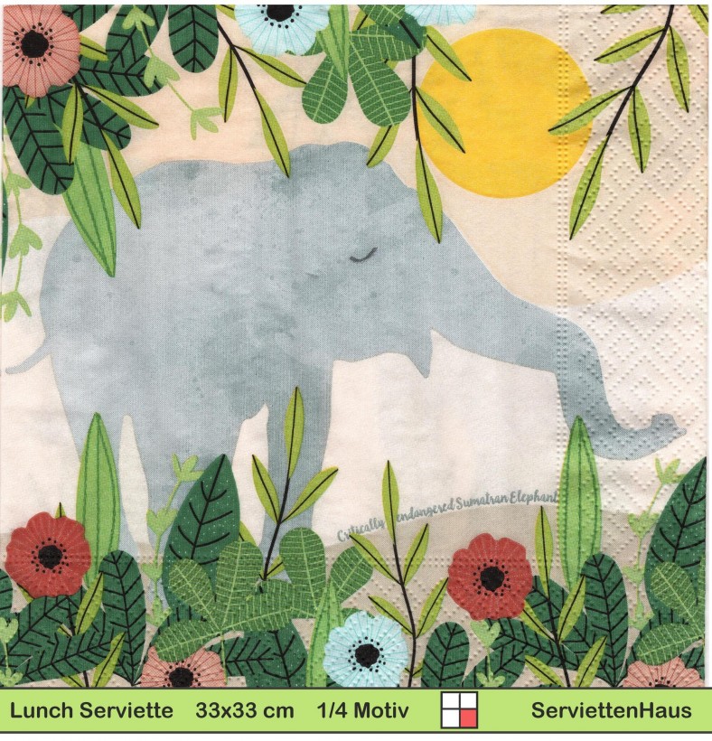 Elefant aus Sumatra - 1 Lunch Serviette
