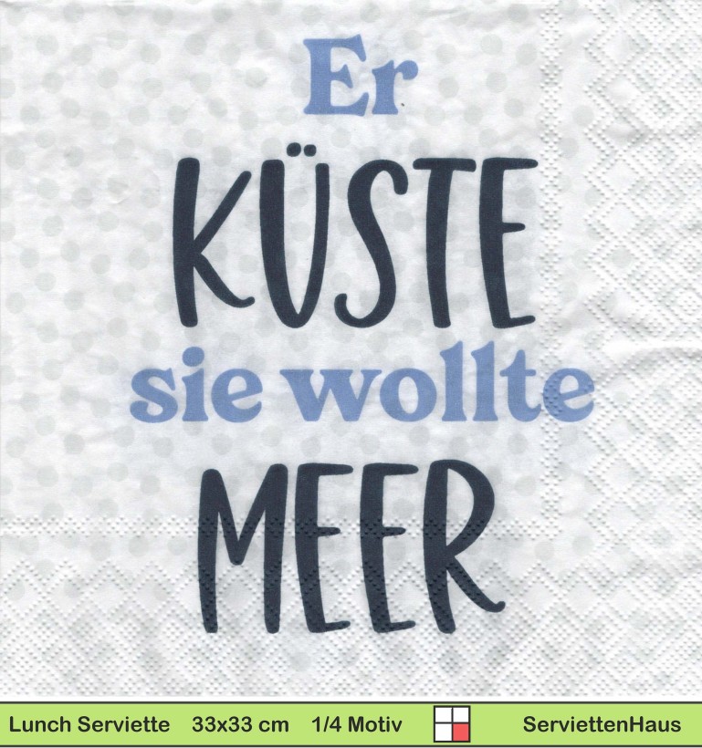 Er Küste sie wollte Meer - 1 Paket mit 20 Servietten