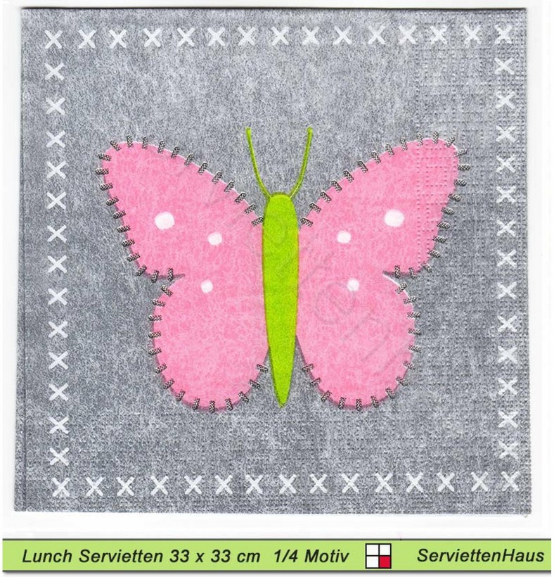 Filz Schmetterling in rosa - 1 Lunch Serviette