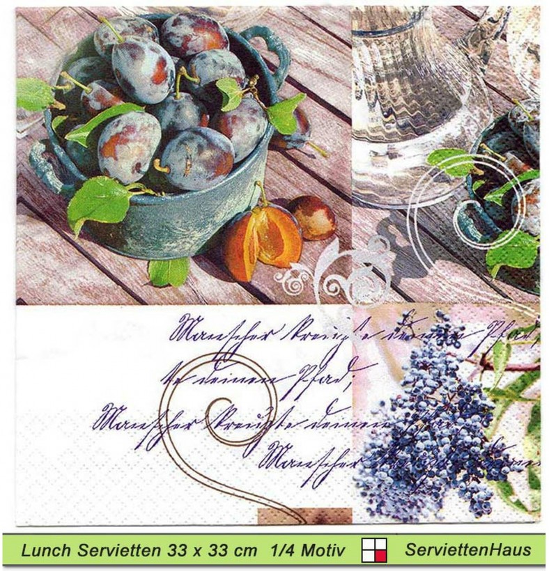 Frische Pflaumen - 1 Lunch Serviette