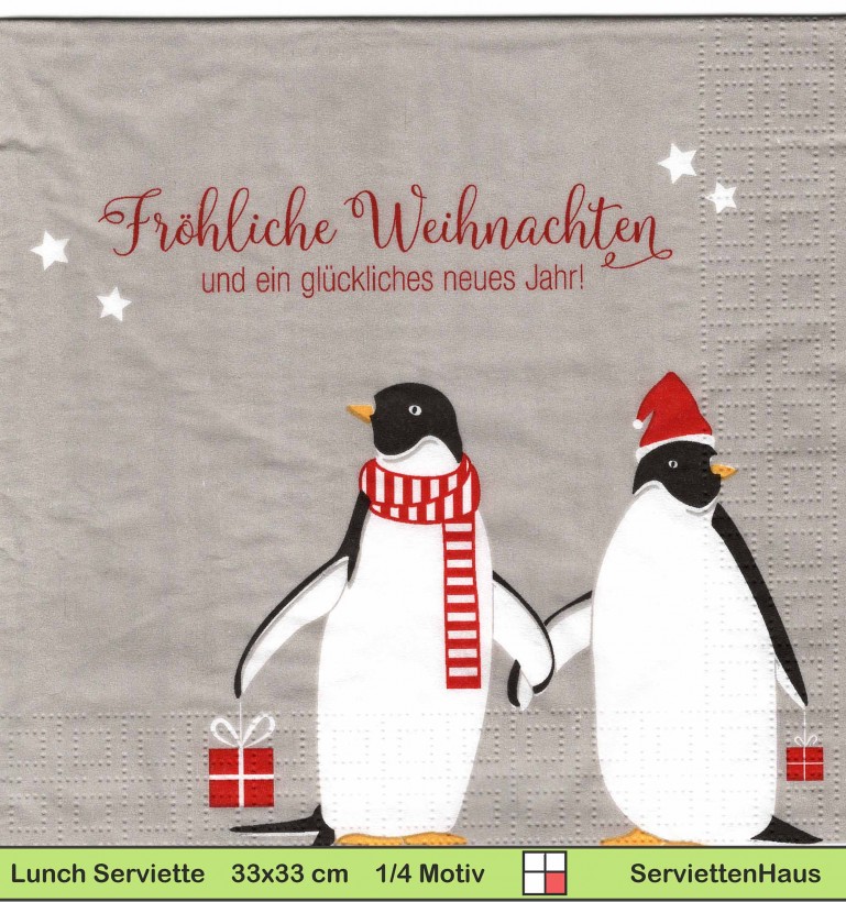 Fröhliche Weihnachten wünschen die Pinguine - 1 Lunch Serviette