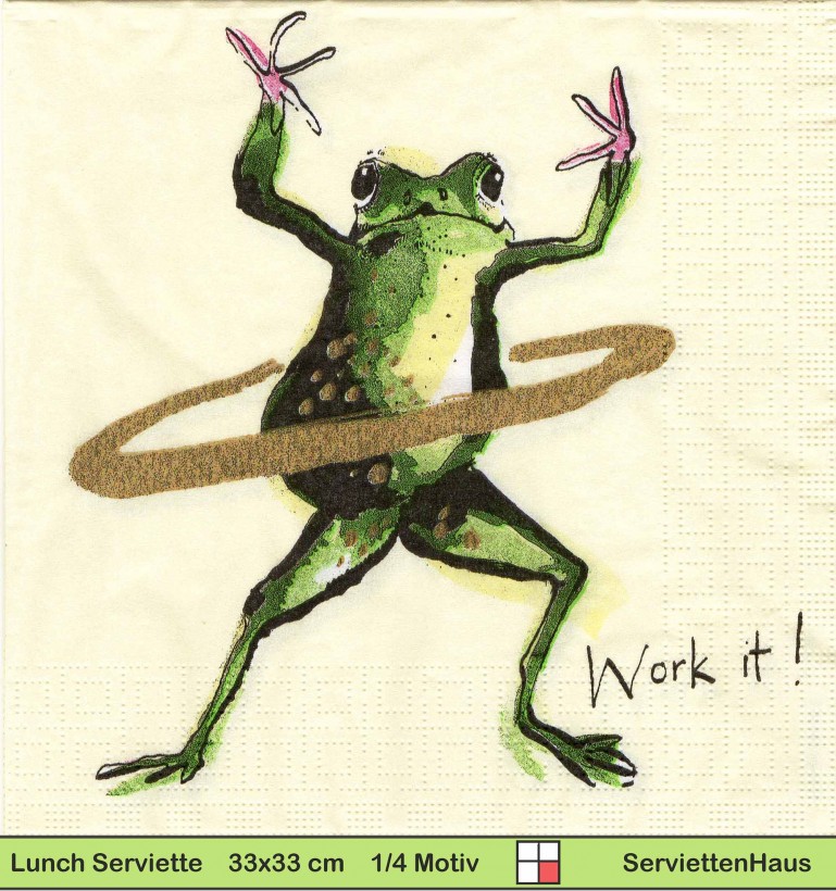 Frosch mit Hullahupp Reifen - 1 Lunch Serviette