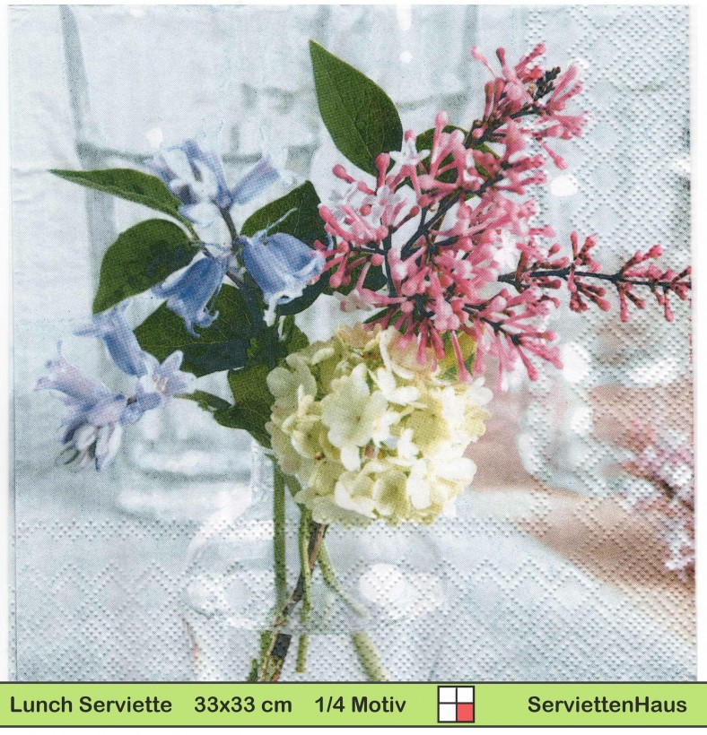 Frühlingsblumen in Vase - 1 Lunch Serviette