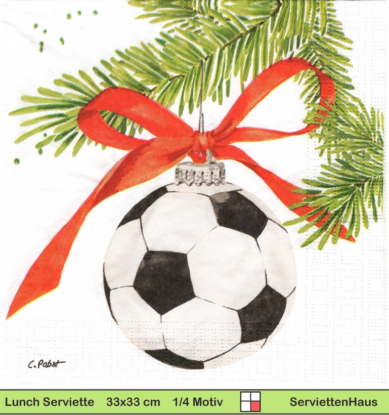 Fußball als Weihnachtskugel - 1 Lunch Serviette