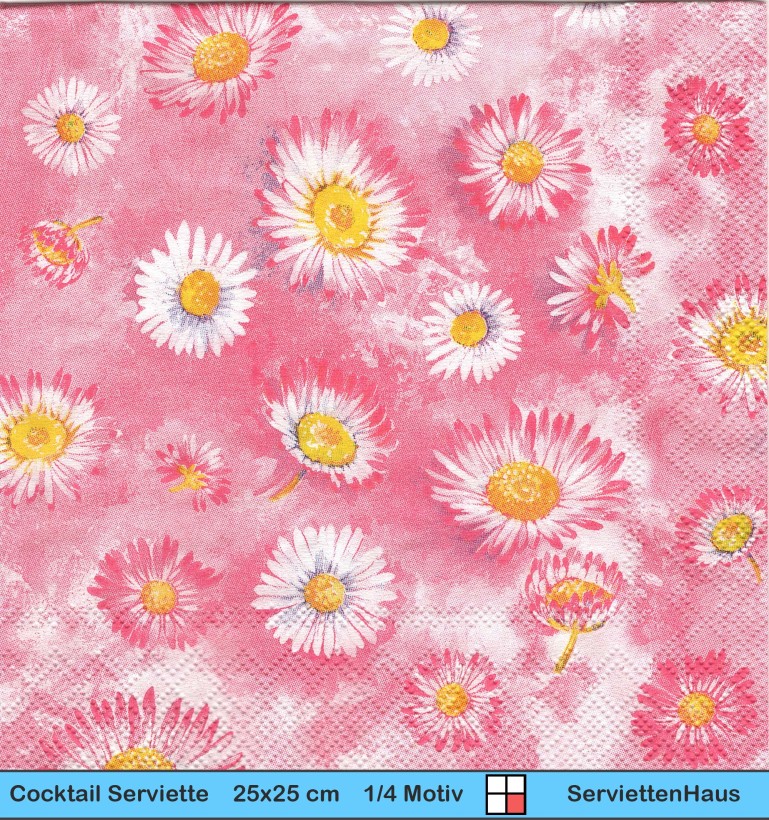 Gänseblumen auf rosa - 1 Cocktail Serviette