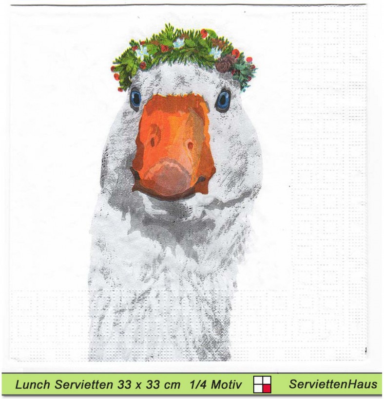 Gans mit Blumenkranz - 1 Lunch Serviette