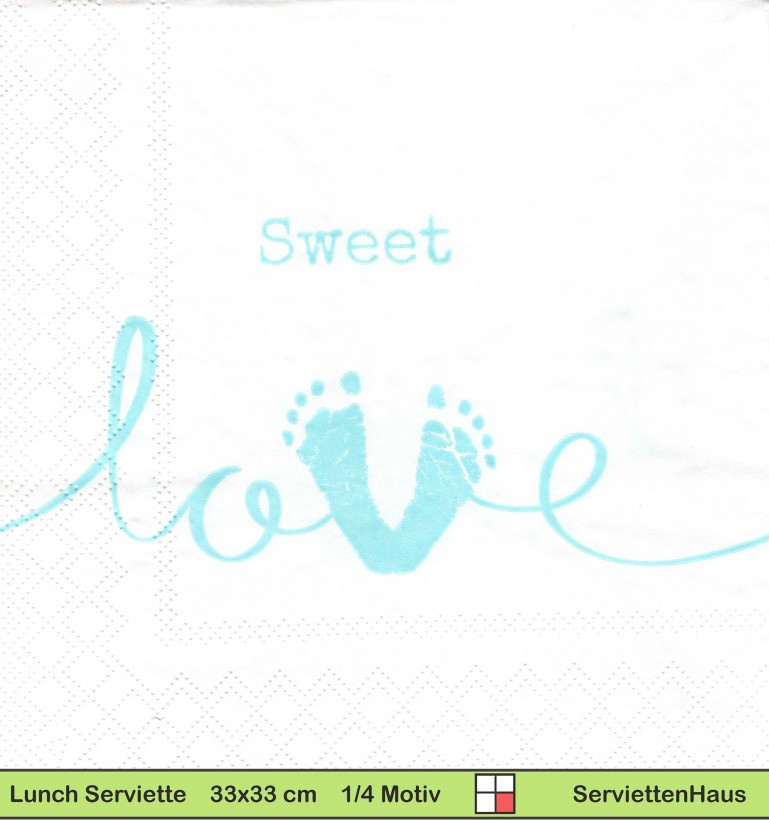 Zur Geburt Sweet love in blau - 1 Lunch Serviette